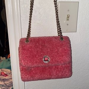 Fluffy pink Kate Spade versatile bag, you can adjust the straps